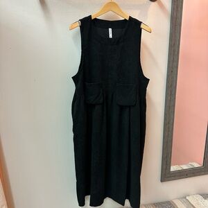Zenana Outfitters Black Corduroy Midi Dress